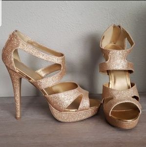 NWOB gold glitter heels